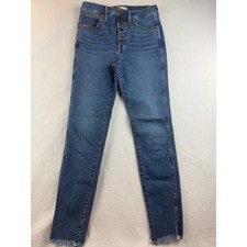 Madewell Womens 10" High Rise Skinny Jeans Button Fly Frayed Hem Size 27