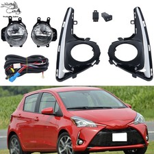Front Chrome Fog Lights For Toyota Yaris Hatchback 2018-2020 Bezelharness Lamp