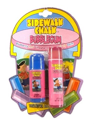 2pc Vintage 2009 Added Extras Sidewalk Chalk Bubblegum Strawberry+ Lip Balm Rare