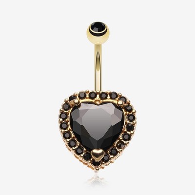 Golden Heart Extravagant Belly Button Ring 14ga