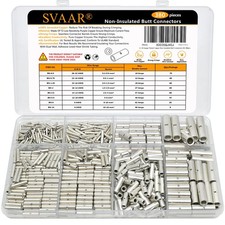 SVAAR 380pcs Non-Insulated Butt Connectors Kit Butt Splice Wire Connectors,Wire