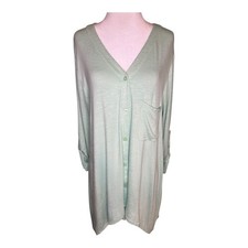 Andrea Jovine Seafoam Green Button Down Tunic Top Dress Shirt Small NWT