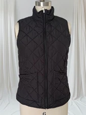 Lauren Ralph Lauren Vest Womens small Petite Black Puffer  Diamond Quilted