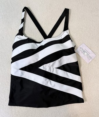 Delta Burke Swimsuit Swim Top Womens Size 20 W Black White Beach Spring Break