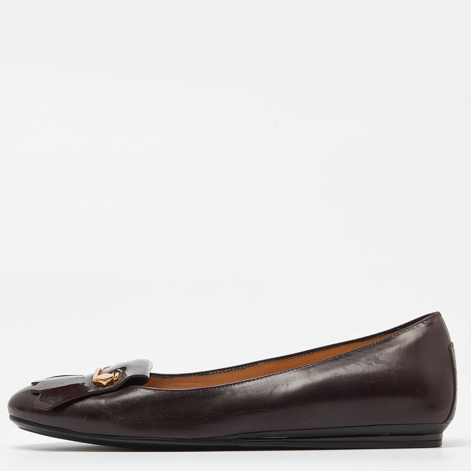 TOD’S Piatti balletto in pelle borgogna dettaglio frange Tod's taglia 38 5
