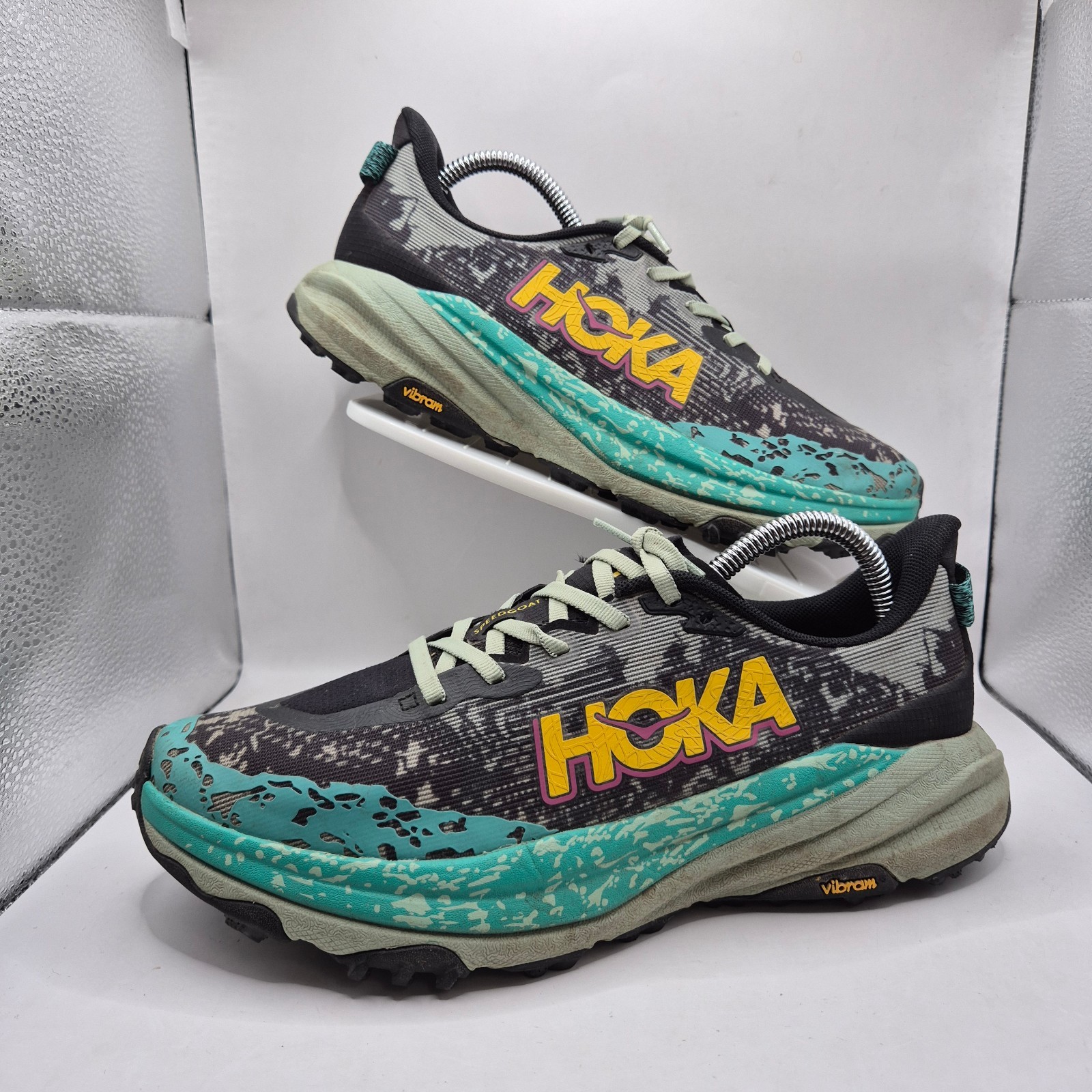 Zapatos de Trail Hoka One Speedgoat 6 para Mujer Reino Unido 8 Negro Teal Amarillo Vibram Correr