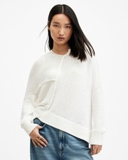 Image of AllSaints Women's Organic Cotton Pullover Jumper White Crew Neck Size XS