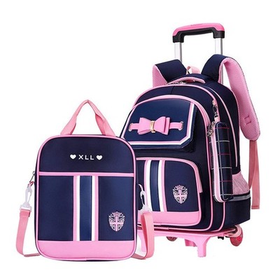 Cute Rolling Backpack for Girls, Trolley Bookbag with Wheels for School Use