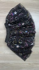 Girls Black Tulle Tutu Skirt Rainbow Sparkle Hearts Stars Size 6