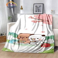 Cartoon Print Bear & Pa Blanket Dudu Series Kids Warm Flannel Comfy Blankets 03