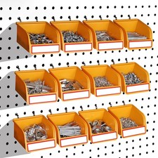 Pegboard Bins Organizer Set 12-Pack - Durable Storage Tray for Screws, Nuts, Bol