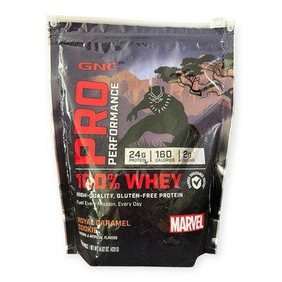 GNC Pro 100% Whey Protein Marvel Royal Caramel Cookie. **NEW** EXP 6/2027
