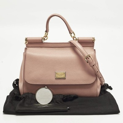 Dolce Gabbana Miss Sicily Medium Pink Leather Top Handle Bag | eBay