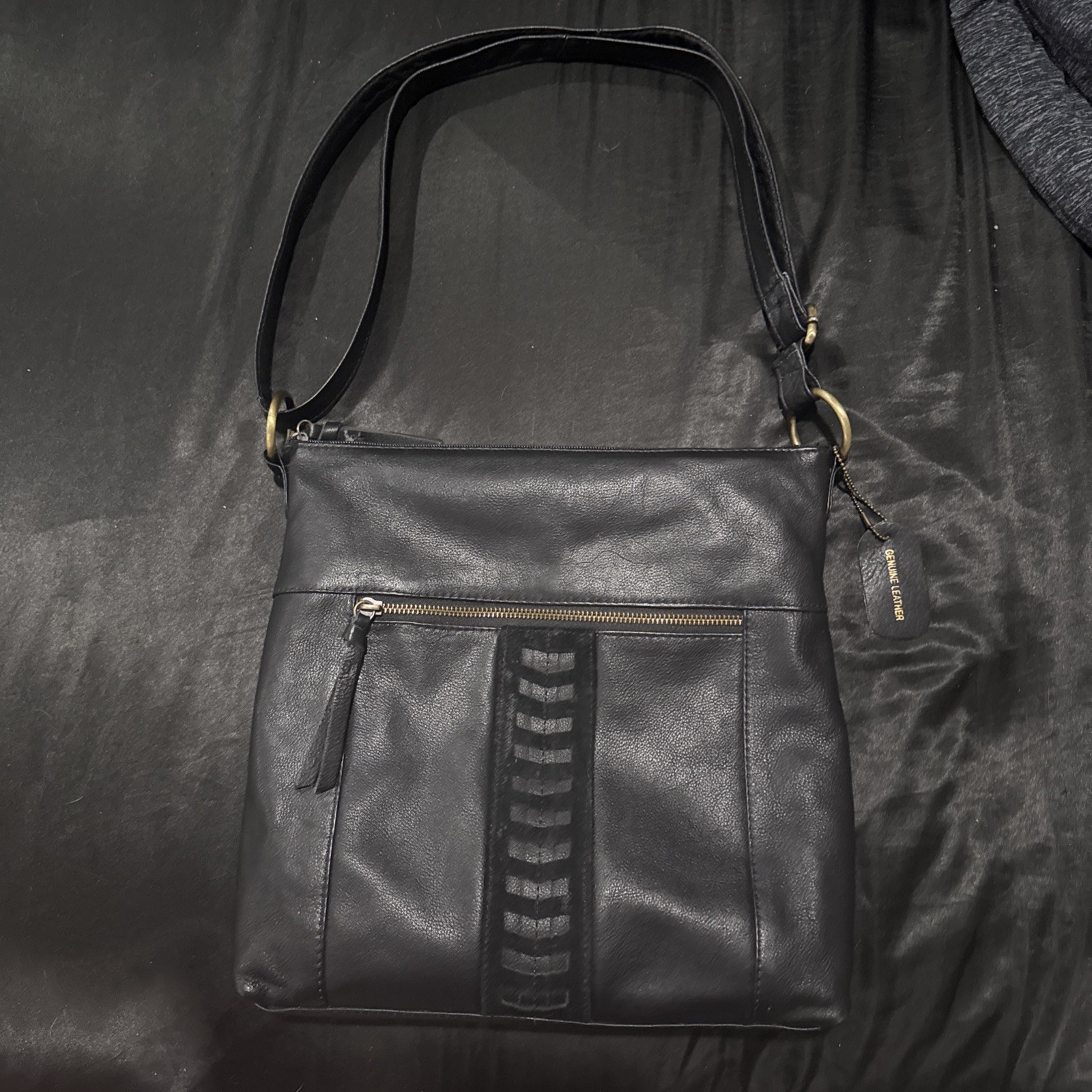 GREAT AMERICAN Leather Works Black Genuine Leather Crossbody Purse Bag