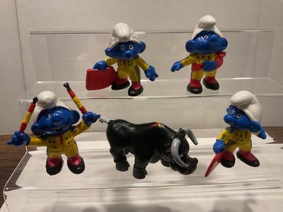 Schlumpf Figur Spanien 80er Jahre 5 x PVC Stierkampf komplett Stier Torero gelb
