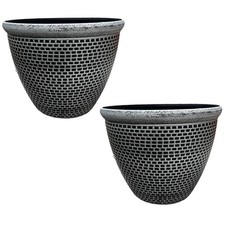 Image of 2 x Cromarty Plant Pot Large 36cm Plastic Round Flower Planter Garden Patio Tub