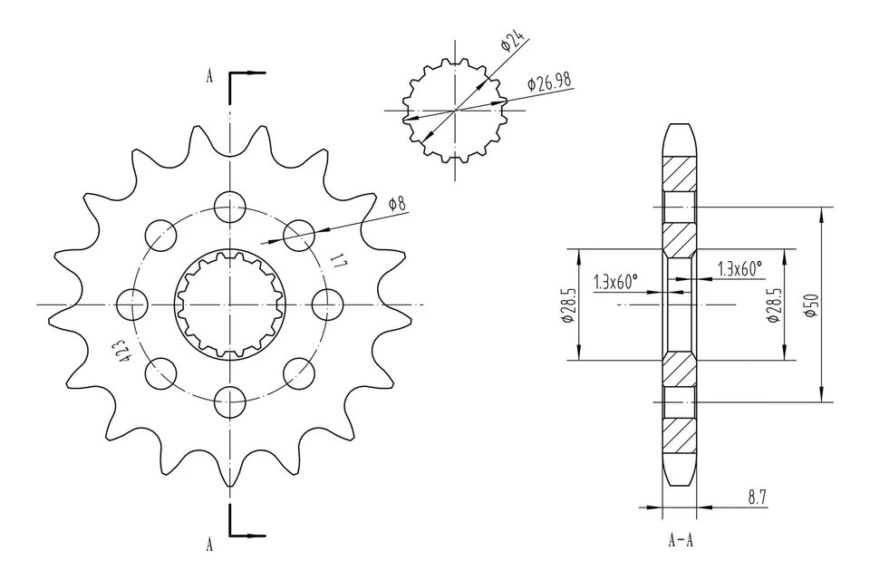 For Suzuki Hayabusa 2008-2016 BikeMaster 965638 530 Series Front Sprocket Foto 2 de 2