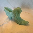 Vintage Fenton Light Green Hobnail Milk Glass Shoe Figurine Decorative