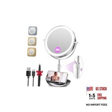 9" Large Lighted Makeup Mirror with Magnification, 1X/30X Double 1x/30x Silver