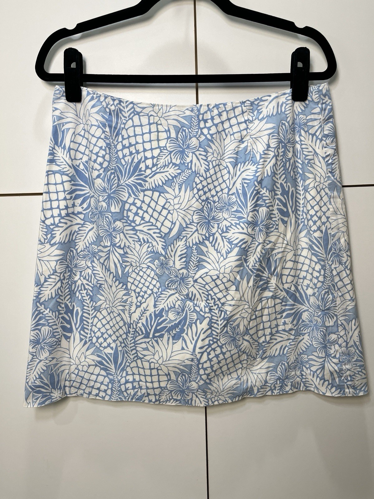Vineyard Vines Cotton Blue And White Patterned Mini Skirt Size 10 Coastal Resort