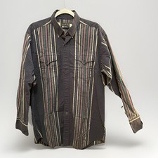 Vintage Panhandle Slim Western Shirt Mens 17-35 Large Pearl Snap Brushpopper