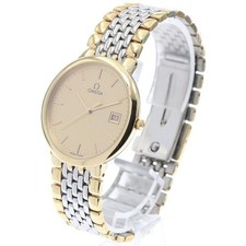 OMEGA DATE ROUND QUARTZ 32MM SS/GP GOLD DIAL #C2598