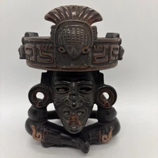 Huehueteotl Statue Aztec God Of Fire Pottery Rattle Eyes Mesoamerican Vintage