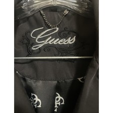 GUESS Black Mid Length Jacket Size Small Button Pockets Stylish