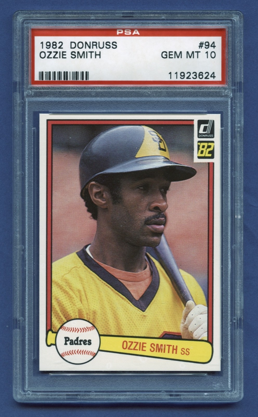 1982 OZZIE SMITH PSA 10 GEM-MT DONRUSS HOF SAN DIEGO PADRES FLUSH COLOR #94 RZC