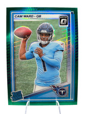 2025 Panini Donruss Optic Cam Ward Green Hyper rookie football card