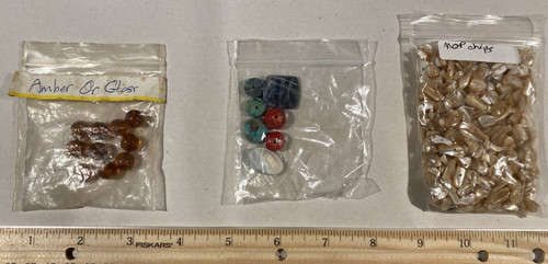 5oz Assorted Jewelry Bead Lot Mother of Pearl Chips Amber Tone Glass Mixed Craft