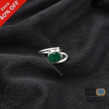 925 Sterling Silver Oval Green Onyx Gemstone Engagement Mother Band Ring Jewelry