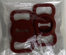 Pet Airtag Collar Holder Set Red Bone-Shaped 2 Pack Tracker Protective Case NEW