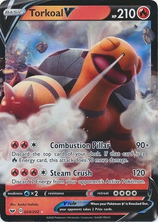 Torkoal V - 024/202 Sword & Shield Ultra Rare Pokemon - NM/MINT