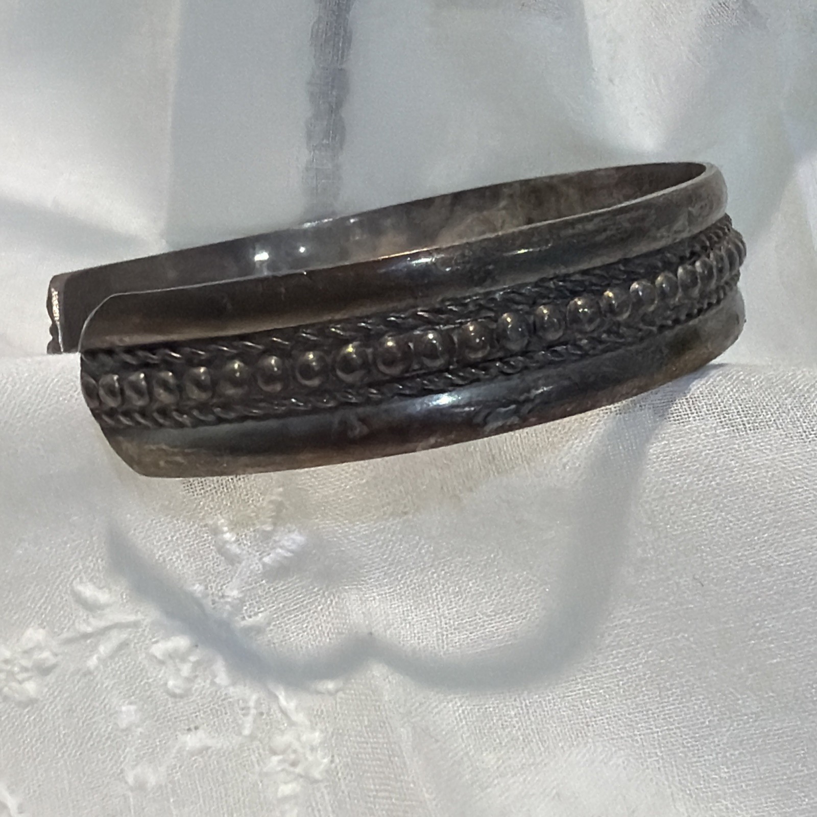 Vintage Solid Sterling Silver Cuff With Stamp Wor… - image 2