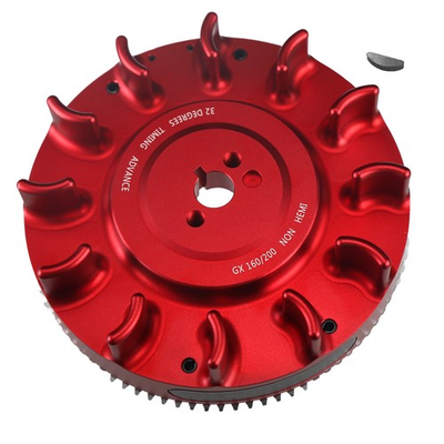 #ad Red Electric Start Billet Flywheel For Honda GX160 GX200 196cc Clone Tillotson $139.99