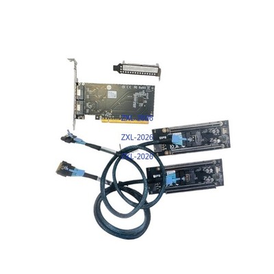 External SFF-8654 SlimSAS To 4 Port PCIe X4 X4 PCIe 4.0 Slot Adapter + 2*Cable