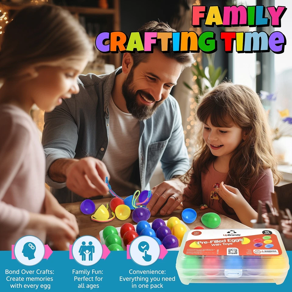 UpBrands Estuche a Granel de 720 Huevos de Pascua Precargados con Juguete Inquieto Pulsera con Cremallera Foto 3 de 4