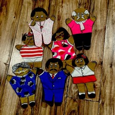 Dexter Educational Toys Diverse Family Hand Puppets Set Of 7 Made In USA