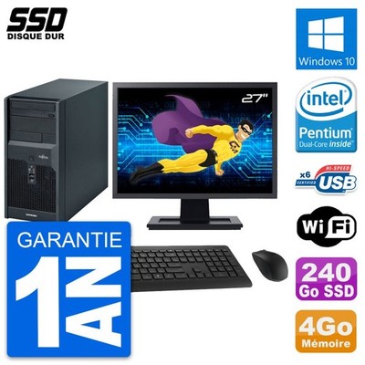 PC tour Fujitsu P2560 Bildschirm 27 '' Intel E5500 RAM 4Go SSD 240Go Windows 10