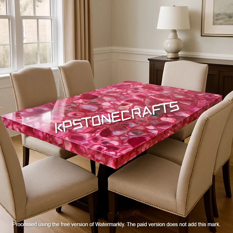 24"x36"  Pink Agate Coffee Table | Handmade Gemstone Furniture for Living room - Image 4 of 4