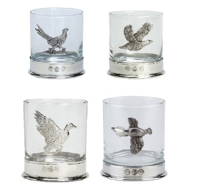 Wildvogel Whiskyglas hochwertiges Zinngeschirr Fasan, Rebhuhn, Auerhuhn, Ente