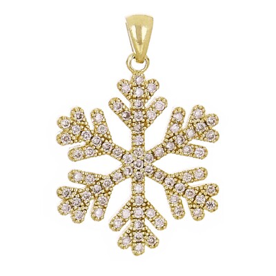 14k Gelbgold 0,50ctw Diamant Schneeflocke Anhänger