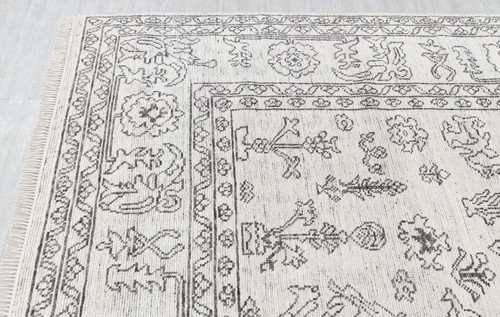 8x10 Ivory Charcoal Floral oushak rug wool Oushak rug I Free Shipping I 784 - Picture 13 of 16