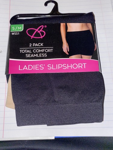 Bobbi Brooks 2 Pack Total Comfort Seamless Ladies Slipshort S/M 94% Nylon 6%Span