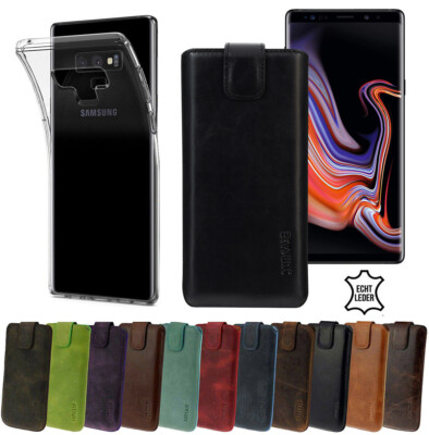 Hülle Leder Tasche Schutz Cover Bumper + Silikon Case für Samsung Galaxy Note 9