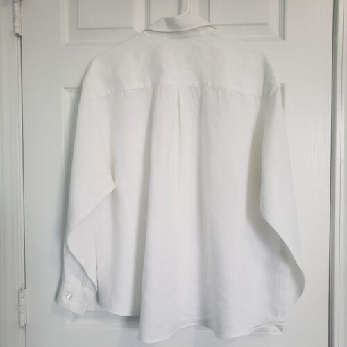 Vintage Talbots 100% Linen Button Up Shirt Size 16 White Coastal Classic USA - Picture 2 of 10