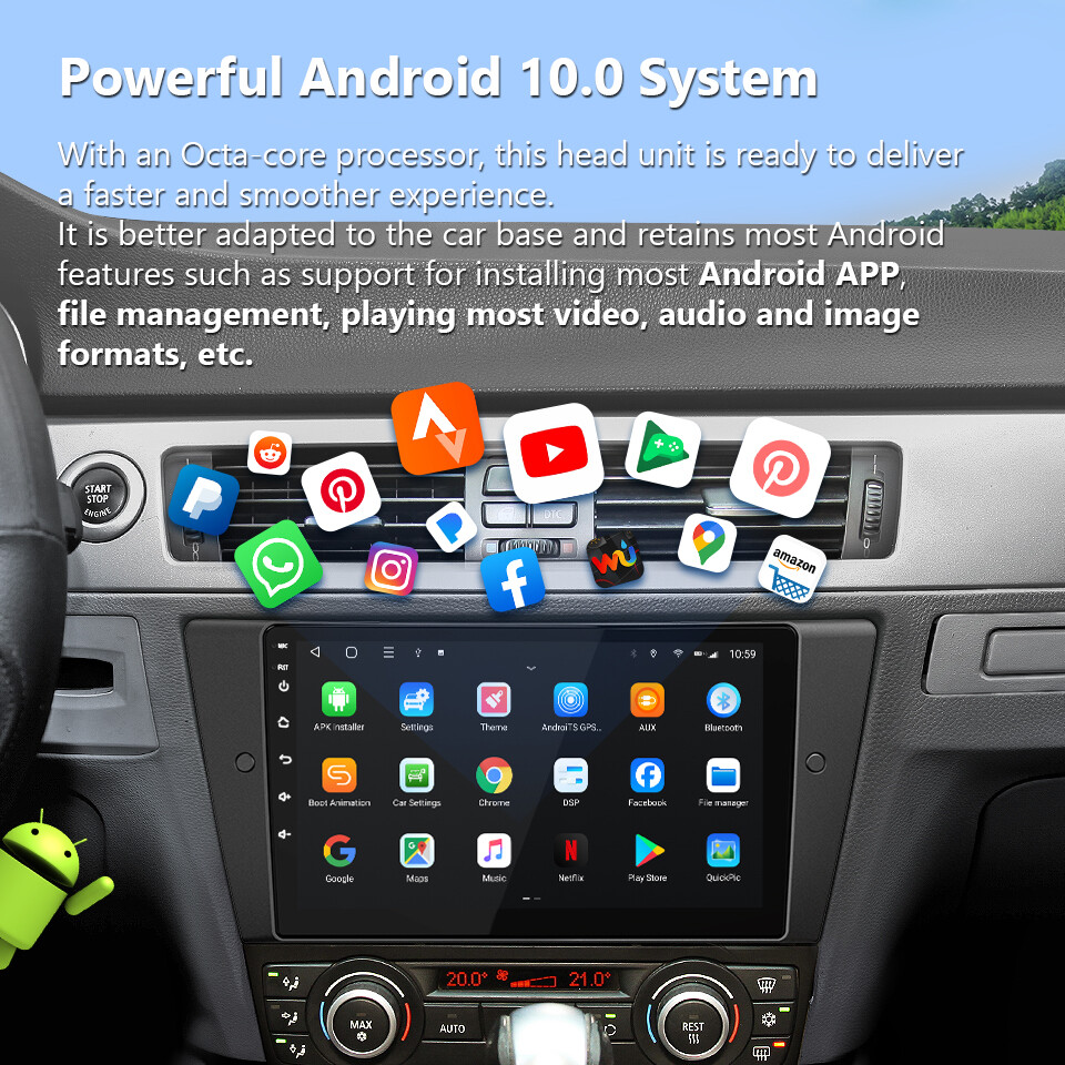 9" Android Auto 10 8Core Car Stereo GPS Radio CarPlay Head Unit For BMW E90E93 eBay
