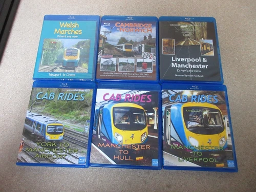 6 X BLU-RAY TRAIN DRIVER'S EYE VIEW CAMBRIDGE NORWICHLIVERPOOL MANCHESTER HULL