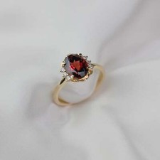 2.2ct Lab-Created Red Garnet Engagement Ring Petite Solitaire Yellow Gold Plated